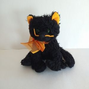 Ty Beanie Babies Moonlight Black Cat Orange Bow 6" Plush Halloween No Hang Tag